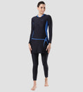 Women's Endurance 10 Two Piece Full Body Suit Swimwear - True Navy & Bondi Blue
