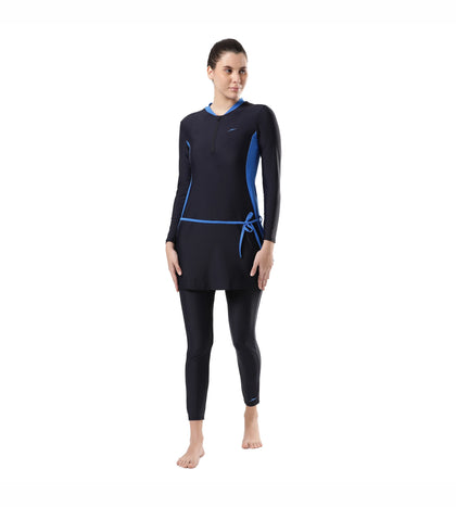 Women's Endurance Two Piece Full Body Suit Swimwear  - True Navy  &  Bondi Blue_6
