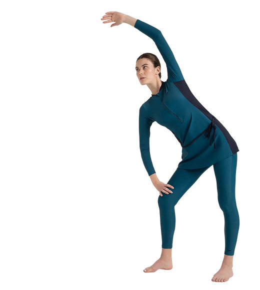 Women's Endurance 10 Two Piece Full Body Suit Swimwear - Dark Teal & True Navy