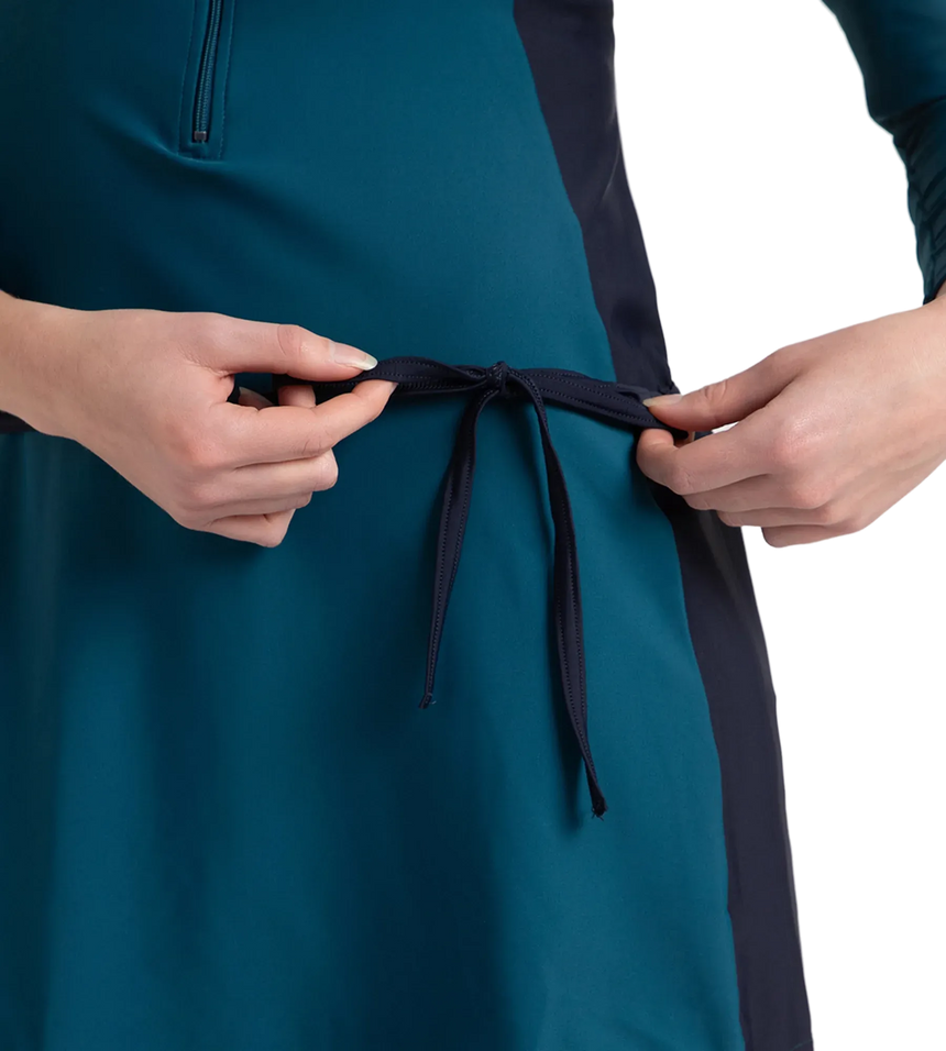 Women's Endurance 10 Two Piece Full Body Suit Swimwear - Dark Teal & True Navy