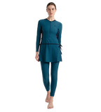 Women's Endurance 10 Two Piece Full Body Suit Swimwear - Dark Teal & True Navy