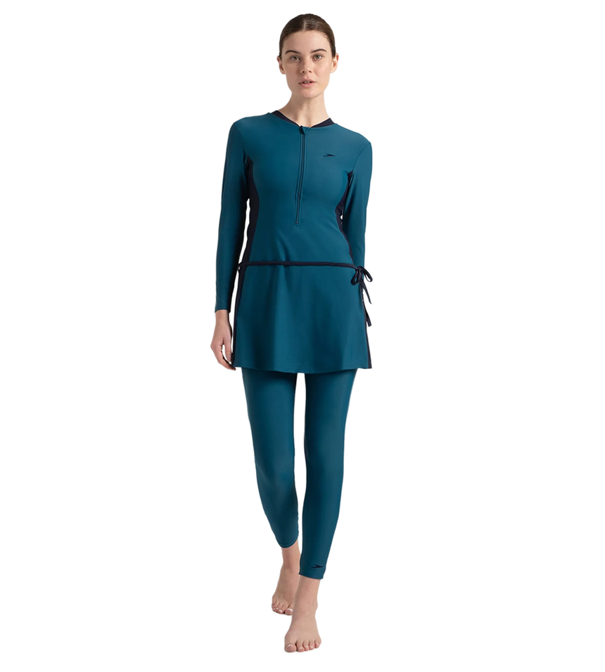 Women's Endurance 10 Two Piece Full Body Suit Swimwear - Dark Teal & True Navy