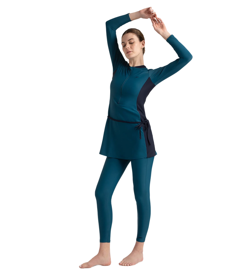 Women's Endurance 10 Two Piece Full Body Suit Swimwear - Dark Teal & True Navy