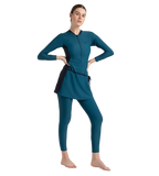 Women's Endurance 10 Two Piece Full Body Suit Swimwear - Dark Teal & True Navy