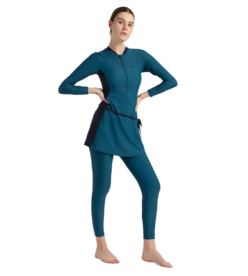 Women's Endurance 10 Two Piece Full Body Suit Swimwear - Dark Teal & True Navy