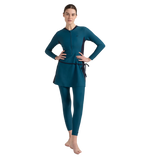 Women's Endurance 10 Two Piece Full Body Suit Swimwear - Dark Teal & True Navy