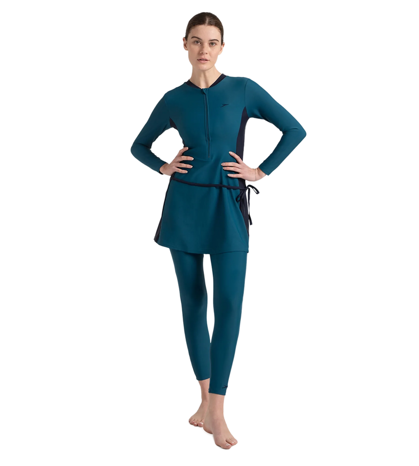 Women's Endurance 10 Two Piece Full Body Suit Swimwear - Dark Teal & True Navy