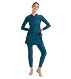 Women's Endurance 10 Two Piece Full Body Suit Swimwear - Dark Teal & True Navy