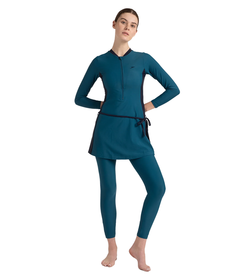 Women's Endurance 10 Two Piece Full Body Suit Swimwear - Dark Teal & True Navy