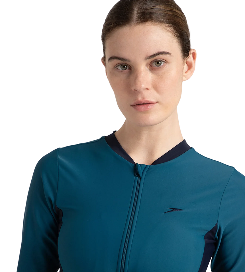 Women's Endurance 10 Two Piece Full Body Suit Swimwear - Dark Teal & True Navy
