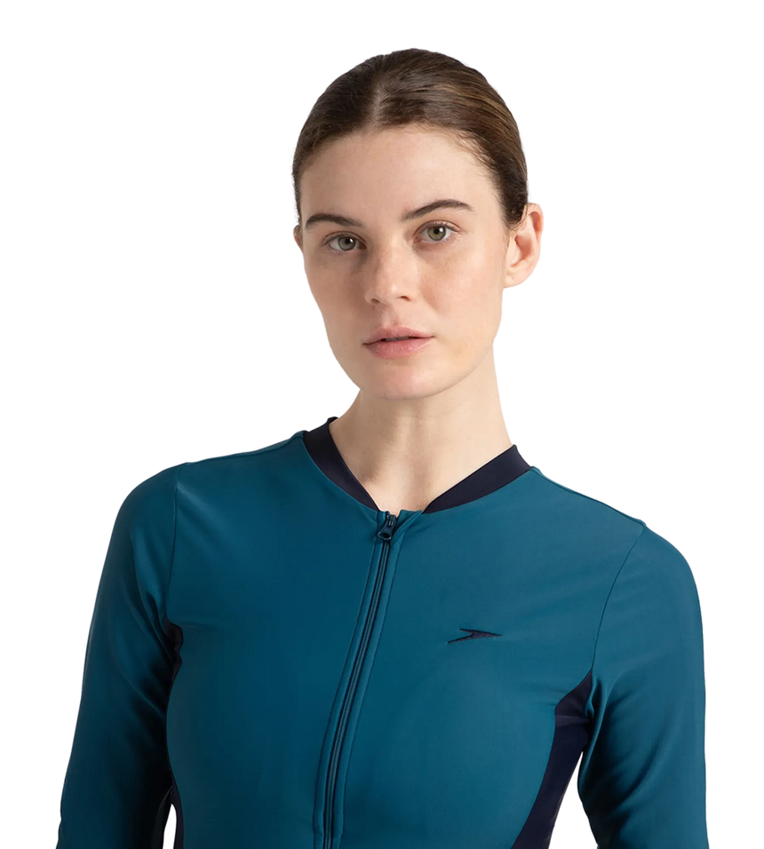 Women's Endurance 10 Two Piece Full Body Suit Swimwear - Dark Teal & True Navy