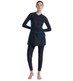 Women's Endurance 10 Two Piece Full Body Suit Swimwear - True Navy & Dark Teal