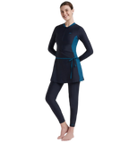 Women's Endurance 10 Two Piece Full Body Suit Swimwear - True Navy & Dark Teal