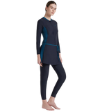 Women's Endurance 10 Two Piece Full Body Suit Swimwear - True Navy & Dark Teal