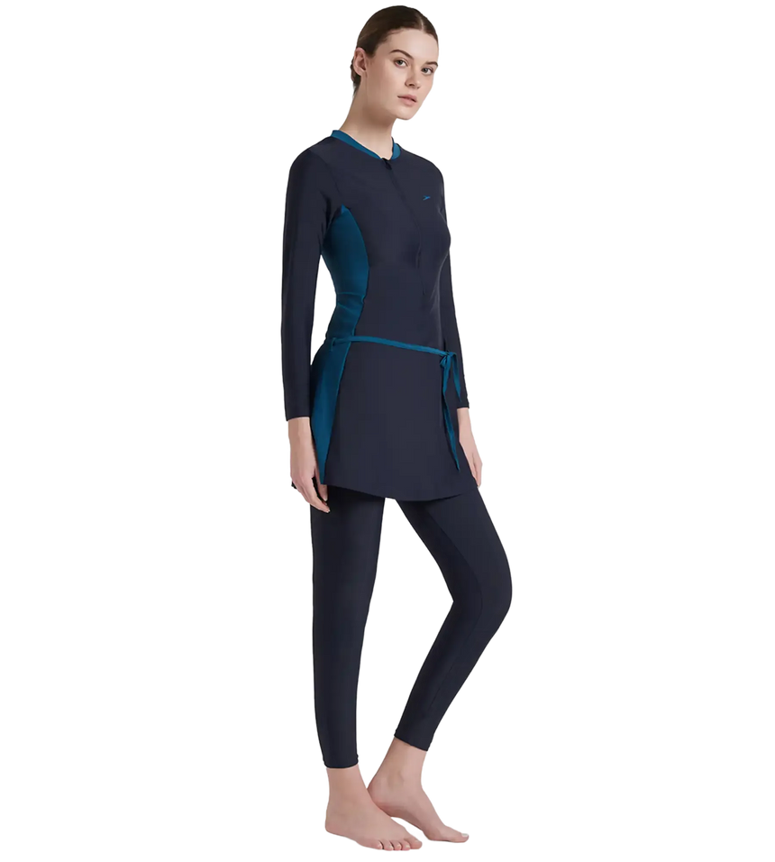 Women's Endurance 10 Two Piece Full Body Suit Swimwear - True Navy & Dark Teal