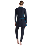 Women's Endurance 10 Two Piece Full Body Suit Swimwear - True Navy & Dark Teal