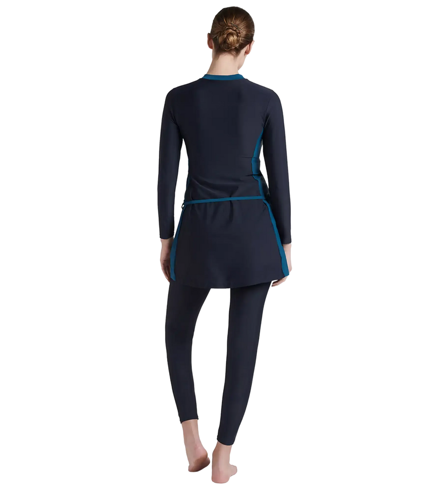 Women's Endurance 10 Two Piece Full Body Suit Swimwear - True Navy & Dark Teal