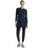 Women's Endurance 10 Two Piece Full Body Suit Swimwear - True Navy & Dark Teal