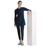 Women's Endurance 10 Two Piece Full Body Suit Swimwear - True Navy & Dark Teal