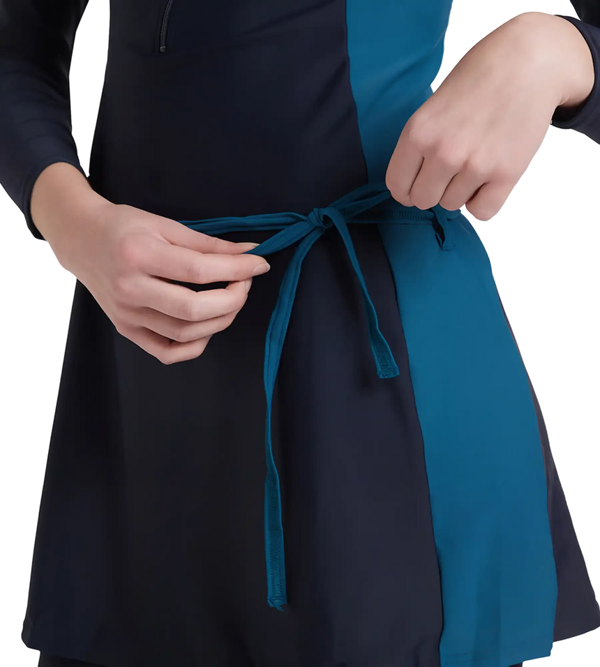 Women's Endurance 10 Two Piece Full Body Suit Swimwear - True Navy & Dark Teal