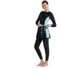 Women's Endurance 10 Two Piece Full Body Suit Swimwear - Black & Marine Blue
