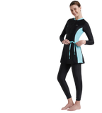 Women's Endurance 10 Two Piece Full Body Suit Swimwear - Black & Marine Blue