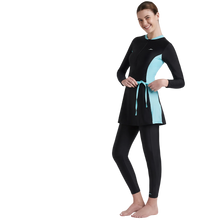 Women's Endurance 10 Two Piece Full Body Suit Swimwear - Black & Marine Blue