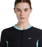 Women's Endurance 10 Two Piece Full Body Suit Swimwear - Black & Marine Blue