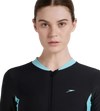 Women's Endurance 10 Two Piece Full Body Suit Swimwear - Black & Marine Blue