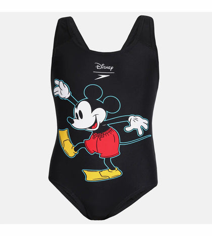 Girl's Disney Mickey Mouse One Piece Swimwear - Trooper Logo Black & White_1