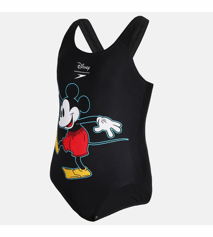 Girl's Disney Mickey Mouse One Piece Swimwear - Trooper Logo Black & White_2