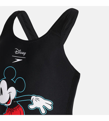 Girl's Disney Mickey Mouse One Piece Swimwear - Trooper Logo Black & White