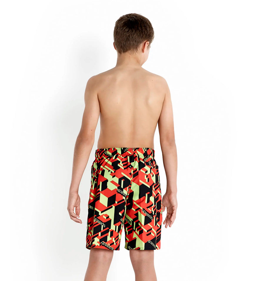 Boys Quick Dry Graphic Print Watershorts- Black & Watermelon