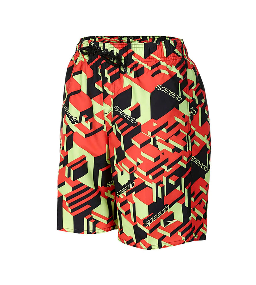 Boys Quick Dry Graphic Print Watershorts- Black & Watermelon