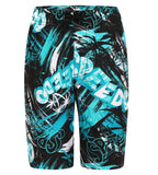 Boy's 100% Polyester Mpin Fun Printed Leisure Watershorts - Black & Aquarium