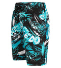 Boy's 100% Polyester Mpin Fun Printed Leisure Watershorts - Black & Aquarium