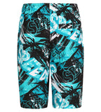 Boy's 100% Polyester Mpin Fun Printed Leisure Watershorts - Black & Aquarium