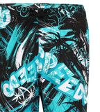 Boy's 100% Polyester Mpin Fun Printed Leisure Watershorts - Black & Aquarium