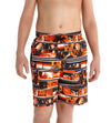 Boy's Polyester Shanty Town Printed Leisure Watershorts - Navy,Peel & Fluo Orange