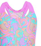 Tots Endurance 10 Blowing Bubbles Printed Essential V-Cut Swimsuit - Jade, Orchid & Soft Coral