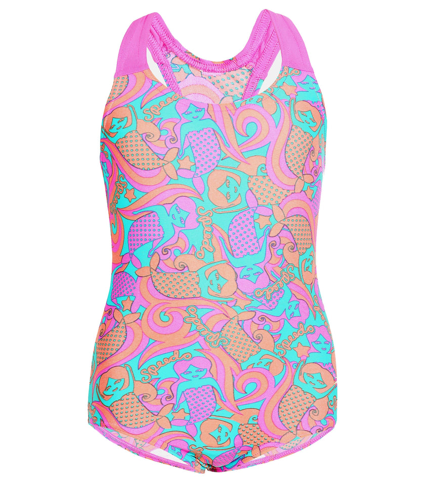 Tots Endurance 10 Blowing Bubbles Printed Essential V-Cut Swimsuit - Jade, Orchid & Soft Coral