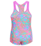 Tots Endurance 10 Blowing Bubbles Printed Essential V-Cut Swimsuit - Jade, Orchid & Soft Coral