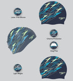 Unisex Adult Slogan Print Silicone Swim Cap For Men and Women - Sna Anthracite