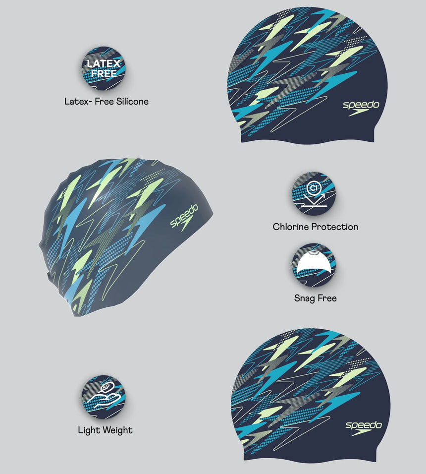 Unisex Adult Slogan Print Silicone Swim Cap For Men and Women - Sna Anthracite