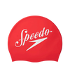 Unisex Logo Printed Silicone Swim Cap For Men and Women - Red & White