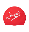 Unisex Logo Printed Silicone Swim Cap For Men and Women - Red & White