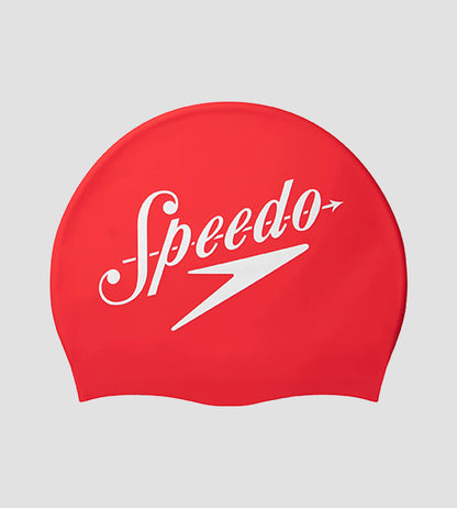Unisex Logo Printed Silicone Swim Cap For Men and Women - Red & White