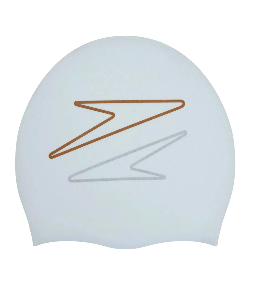 Unisex Logo Printed Silicone Swim Cap For Men and Women - White