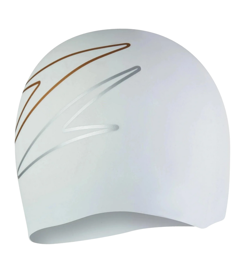 Unisex Logo Printed Silicone Swim Cap For Men and Women - White