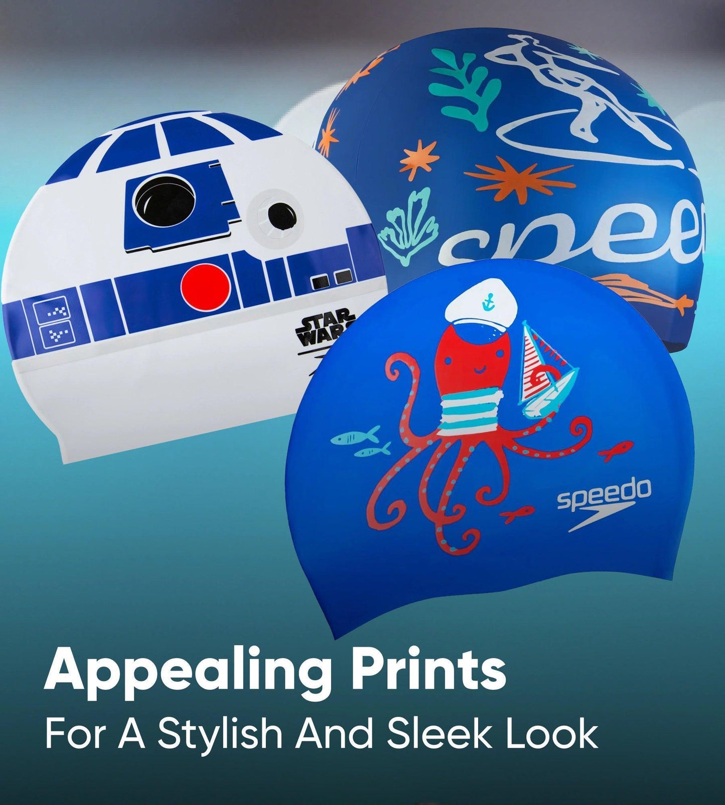 Buy Speedo Slogan Printed Swim Caps White Blue Online Speedo India